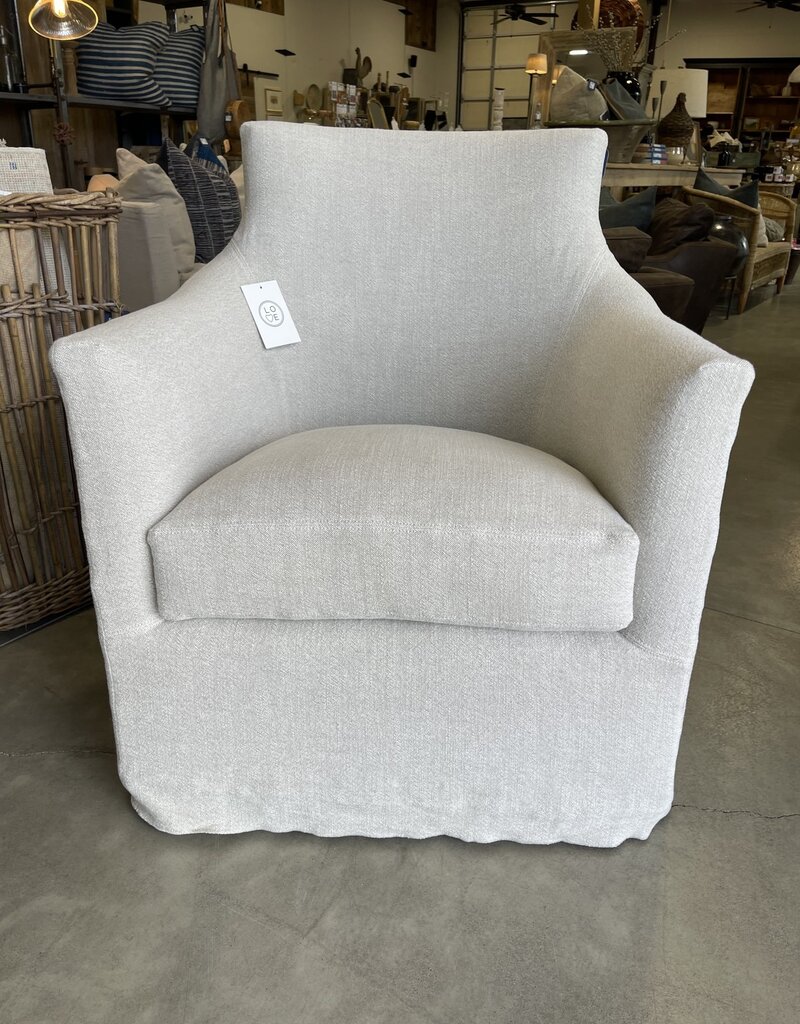 Victoria Swivel Glider Chair with Desert Linen Natural Slip Cover