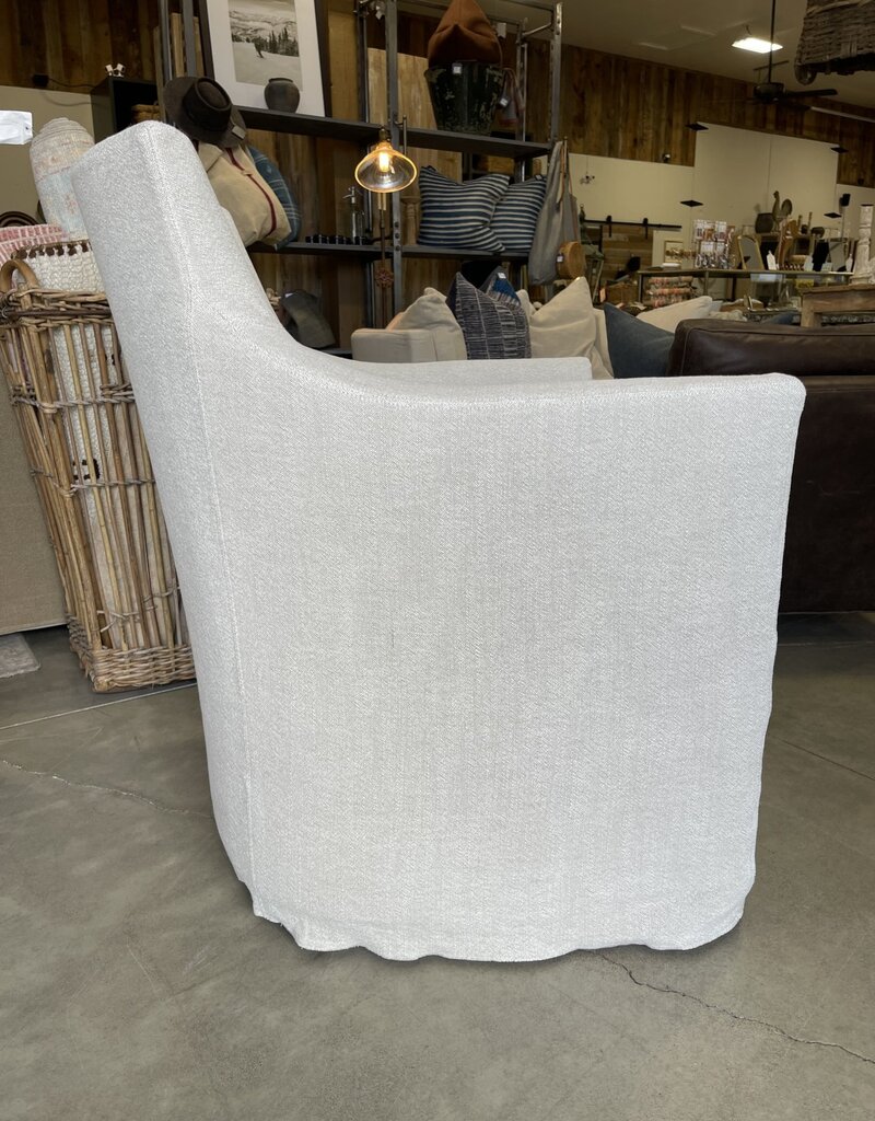 Victoria Swivel Glider Chair with Desert Linen Natural Slip Cover