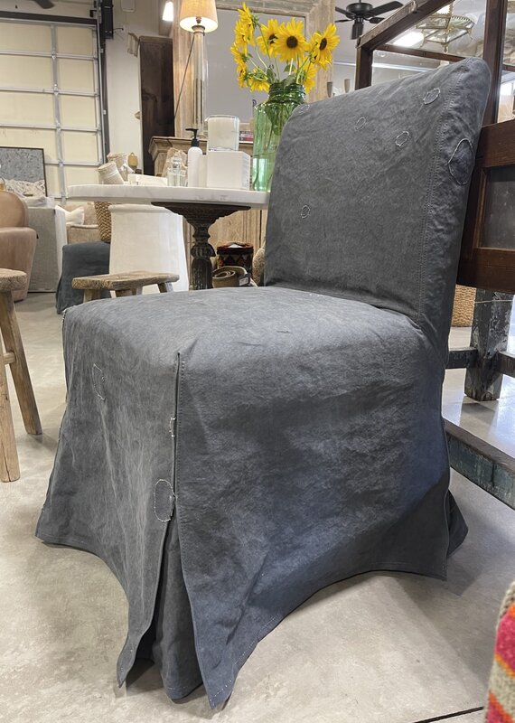 Slipcovered Chair w/Recycled Tarp Charcoal Grey