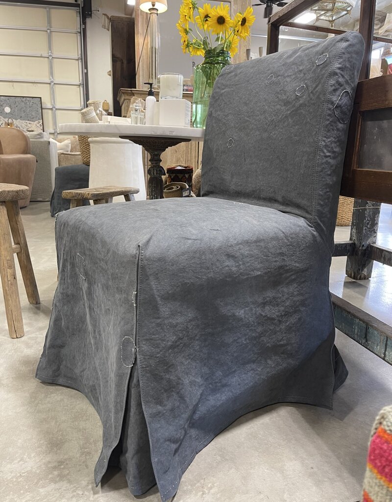 Slipcovered Chair w/Recycled Tarp Charcoal Grey