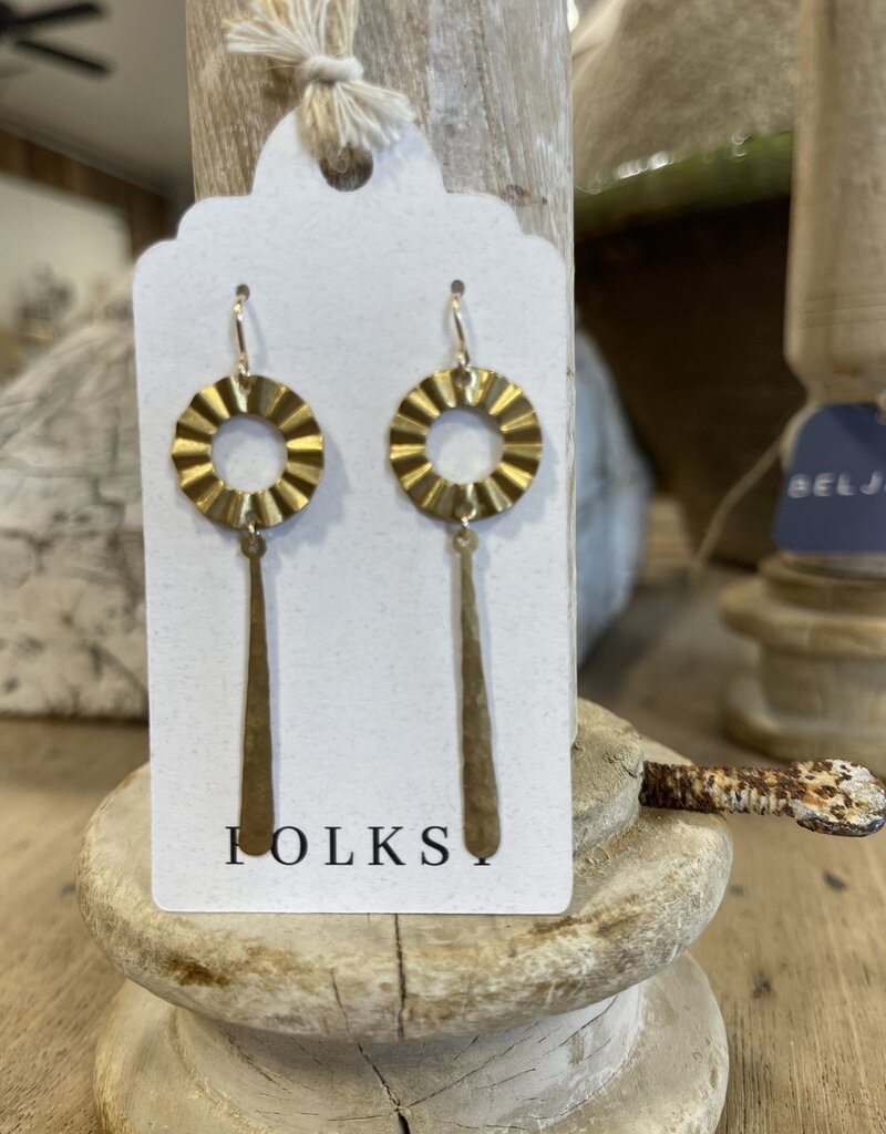 Sun Ray Brass Earring