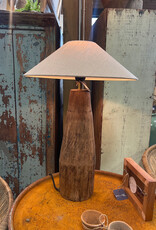 Reclaimed Wood Table Lamp w/ Jute Shade & Swivel Neck, with curated lamp shade