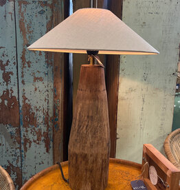 Reclaimed Wood Table Lamp w/ Jute Shade & Swivel Neck, with curated lamp shade