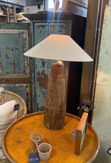 Reclaimed Wood Table Lamp w/ Jute Shade & Swivel Neck, with curated lamp shade