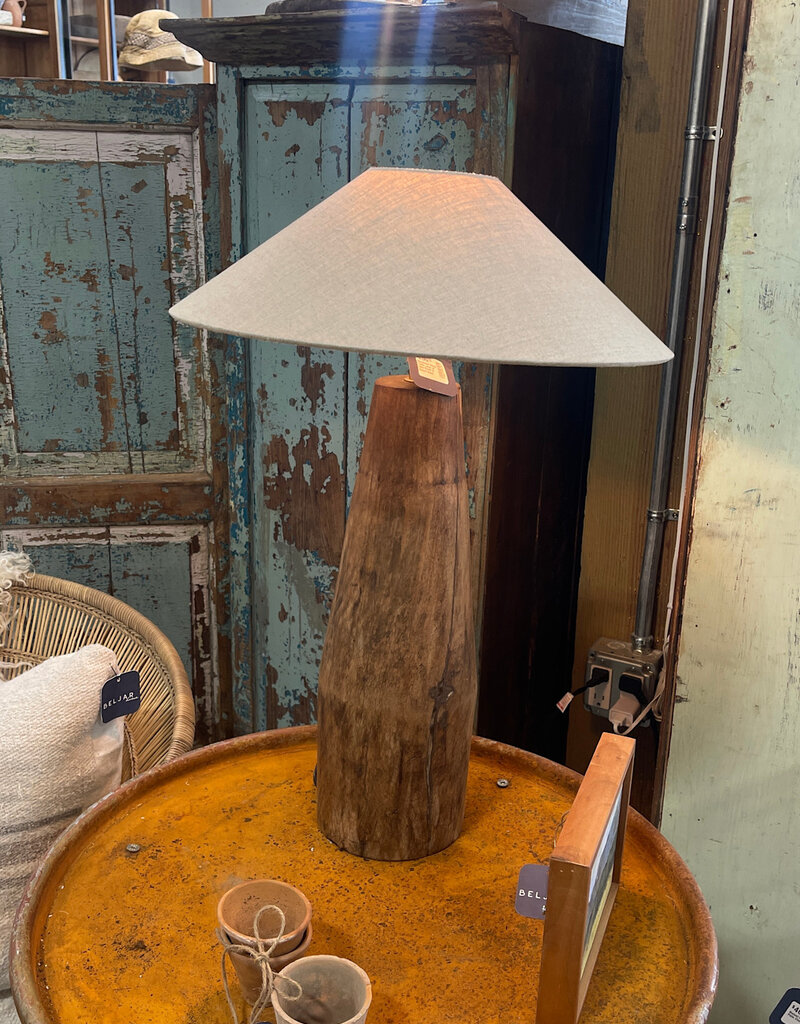 Reclaimed Wood Table Lamp w/ Jute Shade & Swivel Neck, with curated lamp shade
