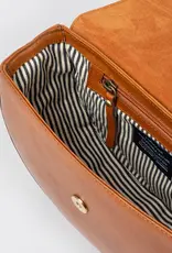 Desiree Crossbody Clutch in Cognac Classic Leather - 2 Straps: Checkered and Cognac