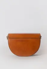 Desiree Crossbody Clutch in Cognac Classic Leather - 2 Straps: Checkered and Cognac