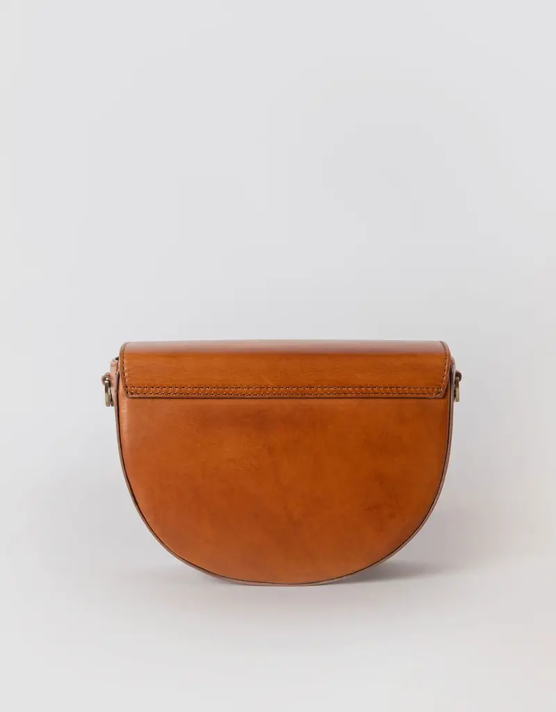 Desiree Classic Leather Crossbody Clutch in Cognac with both Adjustable Strap and Webbing Strap