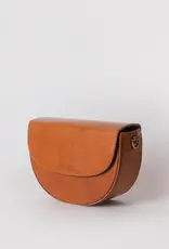 Desiree Crossbody Clutch in Cognac Classic Leather - 2 Straps: Checkered and Cognac