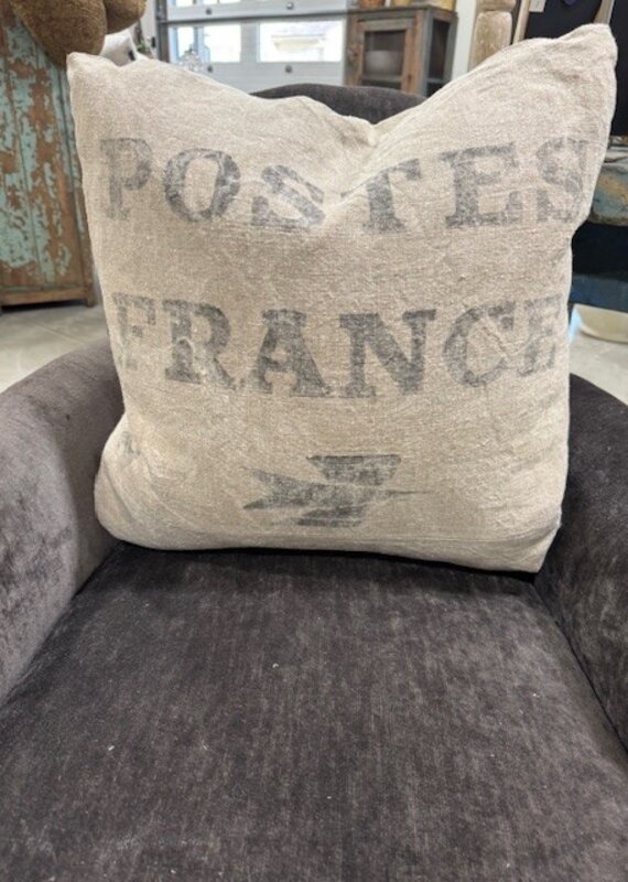 Authentic French Postal Sack Pillow with 100% Down Insert