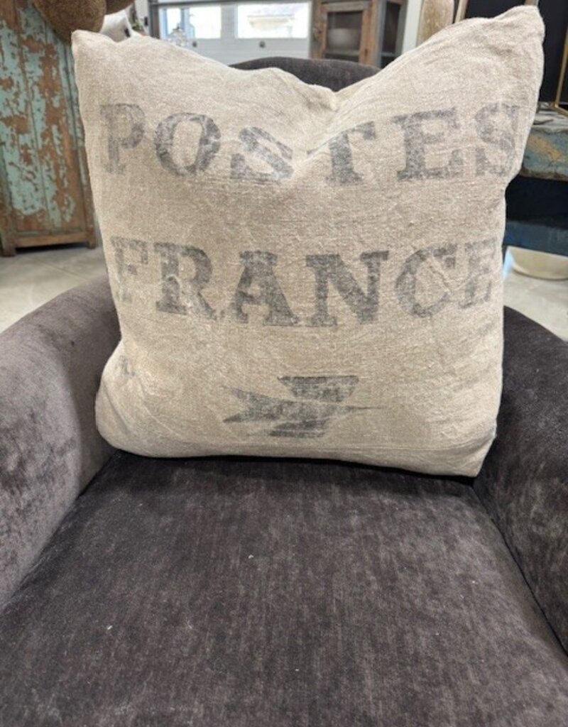 Authentic French Postal Sack Pillow with 100% Down Insert