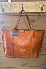 Handmade Leather Italian Market Bag in Cognac - Large