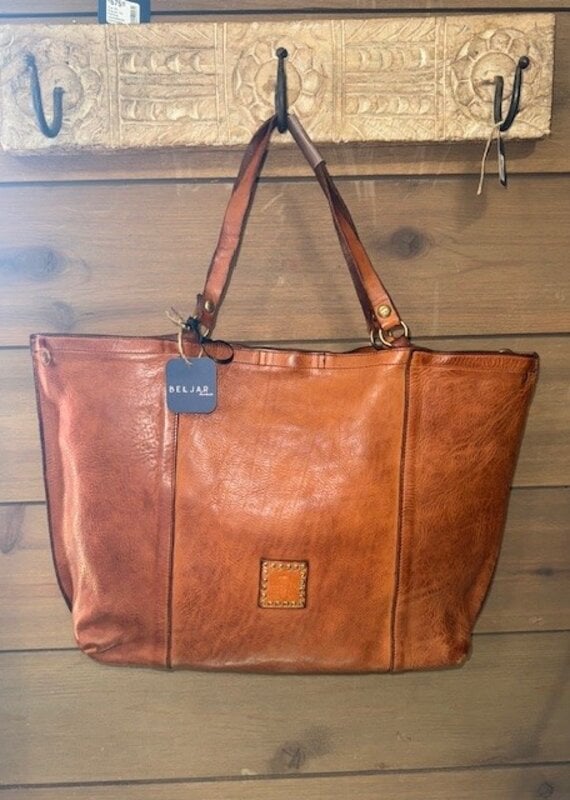 Handmade Leather Italian Market Bag in Cognac - Large