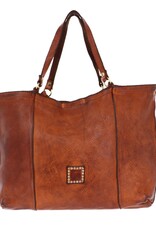 Handmade Leather Italian Market Bag in Cognac - Large