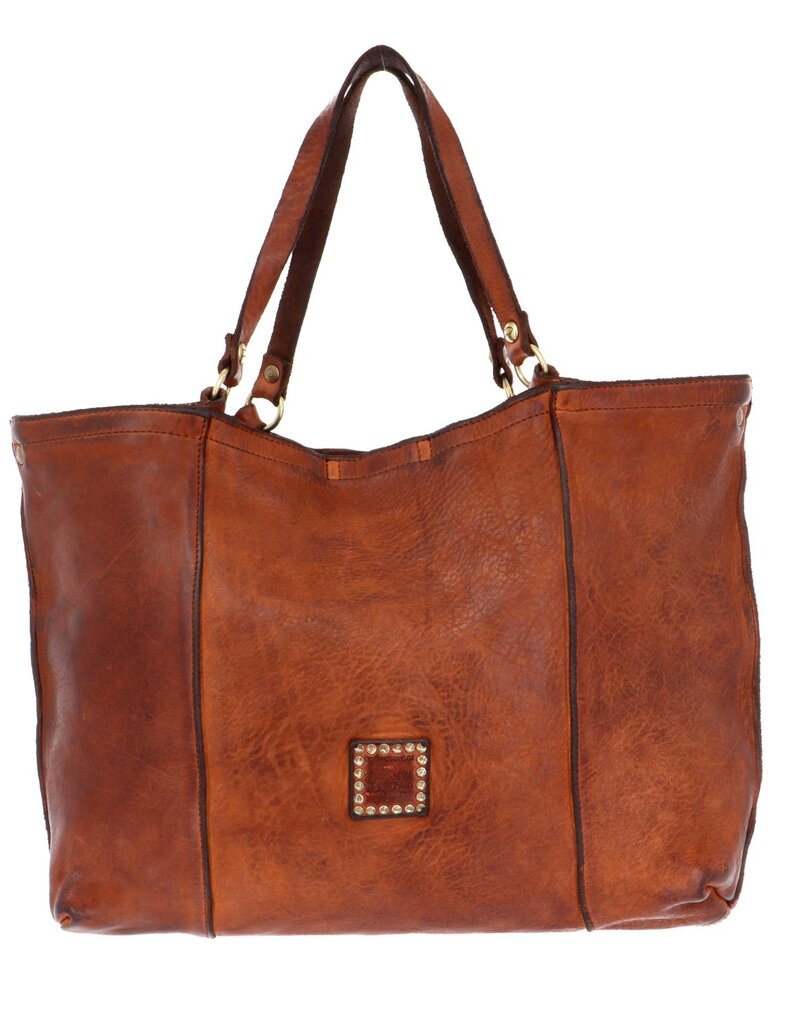 Handmade Leather Italian Market Bag in Cognac - Large