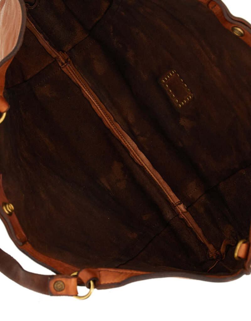 Handmade Leather Italian Market Bag in Cognac - Large