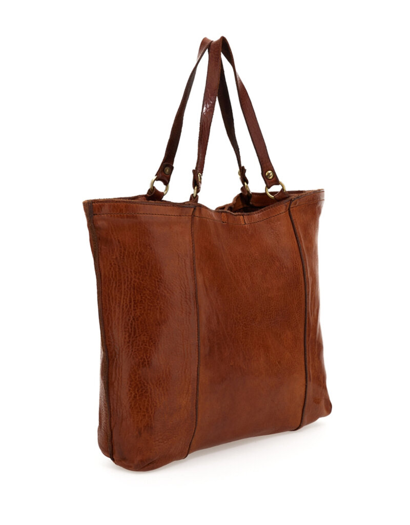 Handmade Leather Italian Market Bag in Cognac - Large