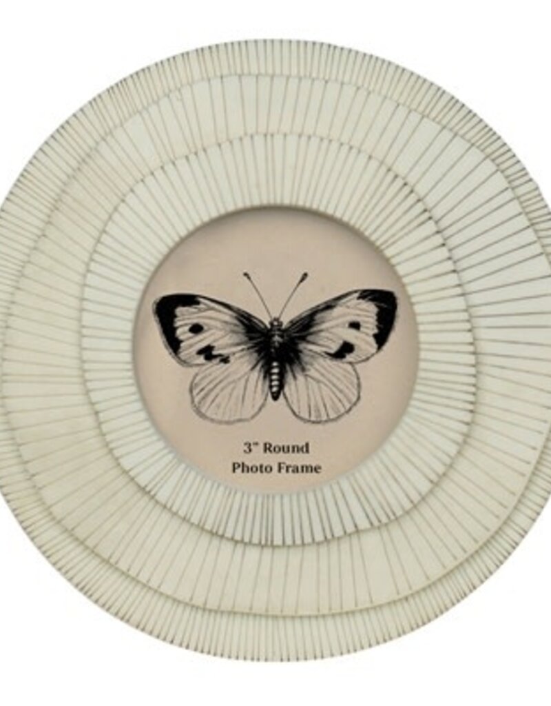 Layered Round Frame, White - 3"