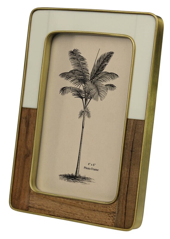 Teak, Ivory & Brass Frame - 4x6