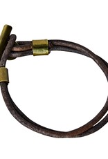 Dean Leather Toggle Bracelet - 8, Brass