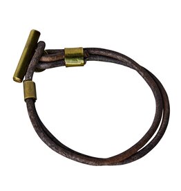 Dean Leather Toggle Bracelet - 8, Brass