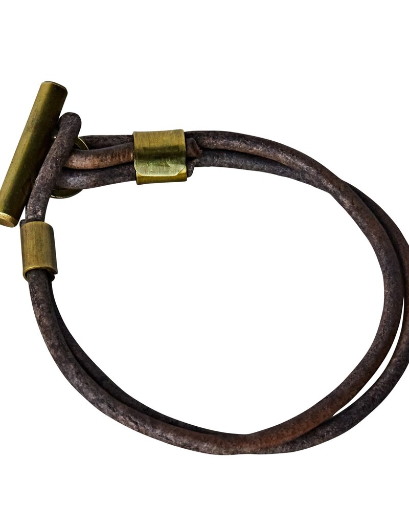 Dean Leather Toggle Bracelet - 8, Brass