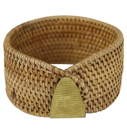 Biscayne Rattan Bangle with Brass Clasp
