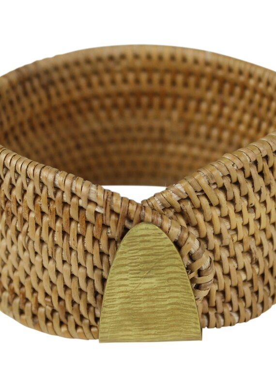 Biscayne Rattan Bangle with Brass Clasp