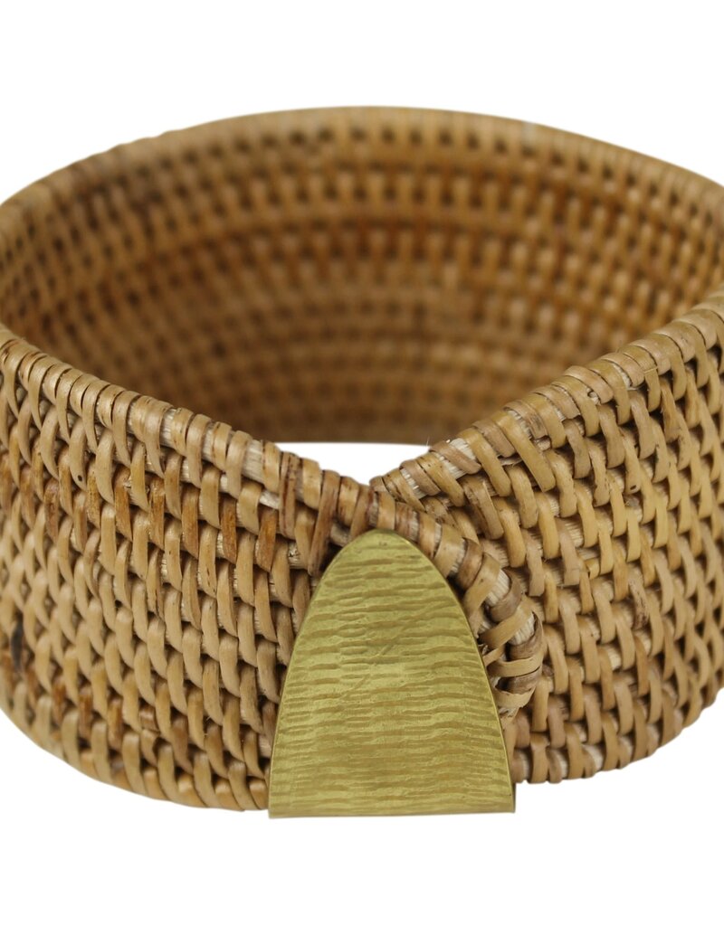 Biscayne Rattan Bangle with Brass Clasp
