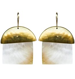 Zia Earring, Brass, Mother of Pearl - Light