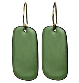 Earrings - Rectangle Tab, Green