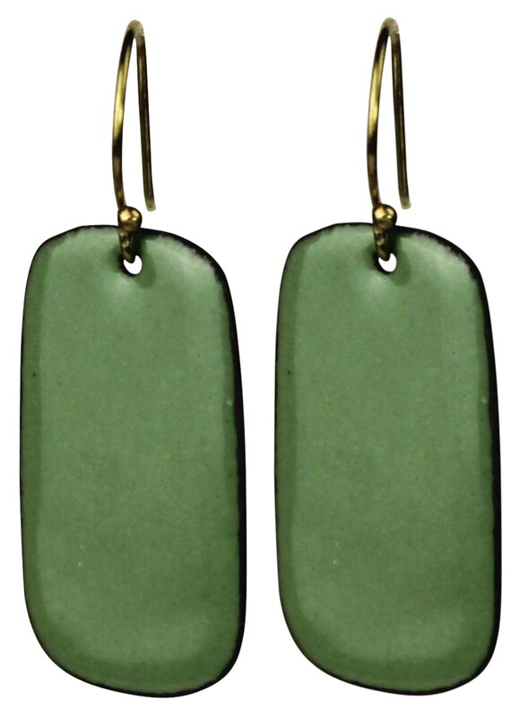 Earrings - Rectangle Tab, Green