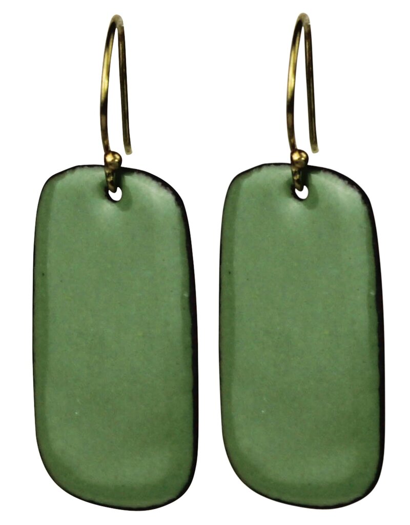 Earrings - Rectangle Tab, Green
