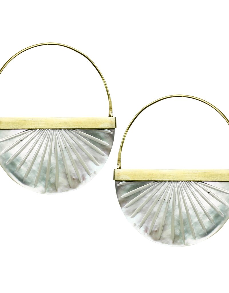 Zahara Earrings, Sunburst, Mother of Pearl