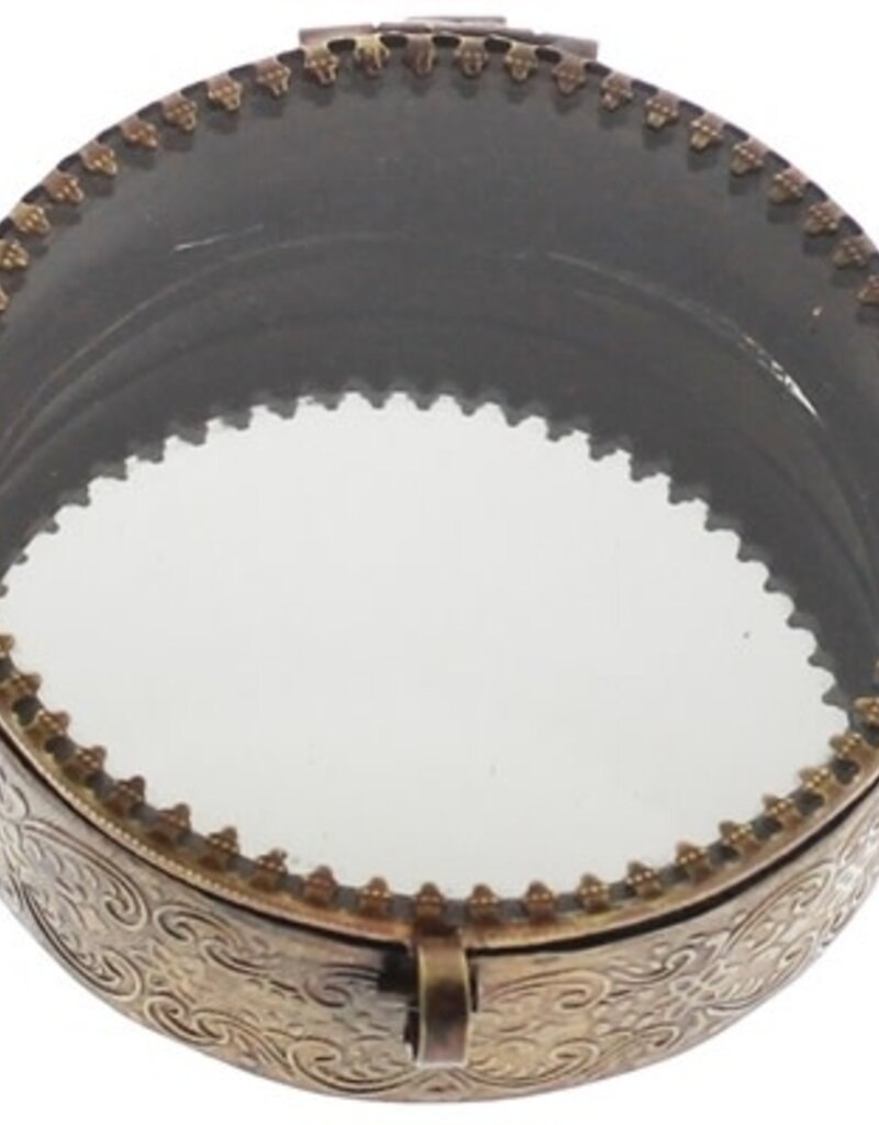Josephine Mirrored Box, Brass - Lrg Round