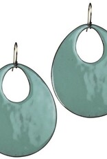Donte Earrings, Teardrop Cut Out, Aqua Enamel - Large