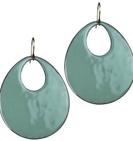 Donte Earrings, Teardrop Cut Out, Aqua Enamel - Large