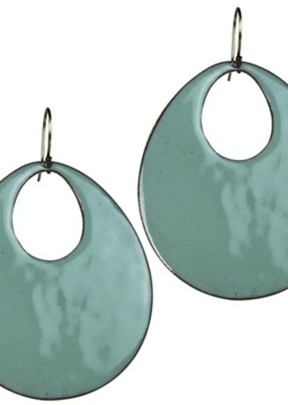 Donte Earrings, Teardrop Cut Out, Aqua Enamel - Large