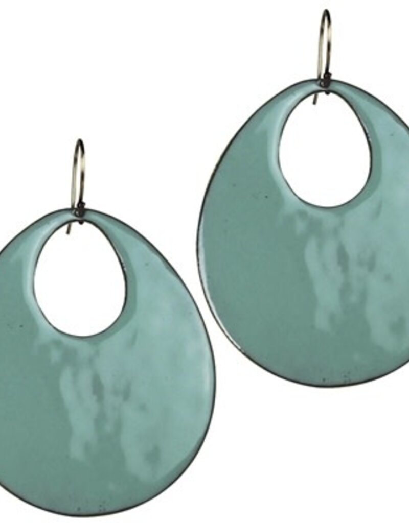 Donte Earrings, Teardrop Cut Out, Aqua Enamel - Large