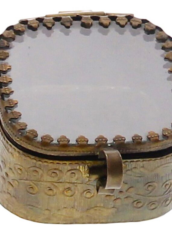 Josephine Mirrored Box - Small Square - Brass Antique