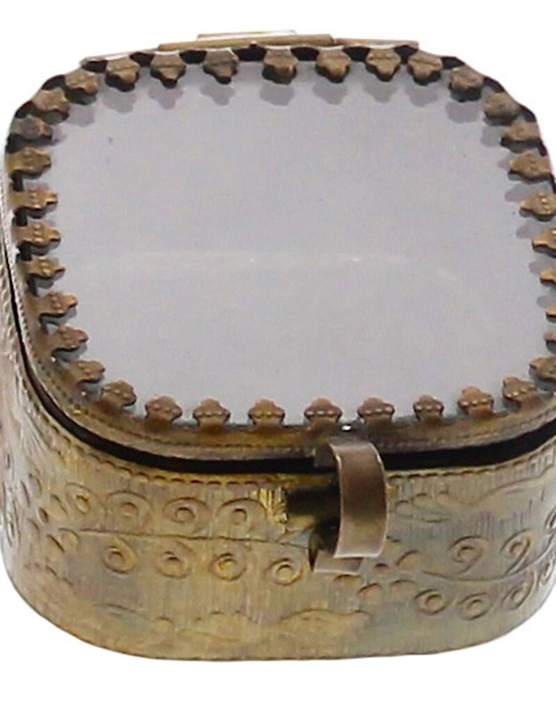 Josephine Mirrored Box - Small Square - Brass Antique