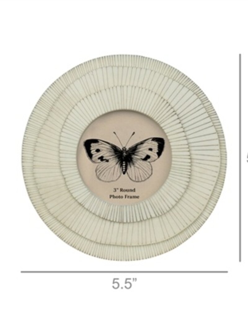 Layered Round Frame, White - 3"