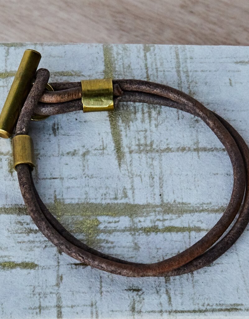 Dean Leather Toggle Bracelet - 8, Brass