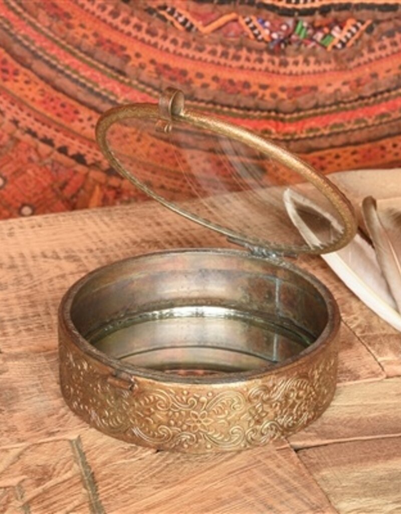 Josephine Mirrored Box, Brass - Lrg Round