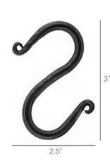 Forged Iron Link S Hook - 3 in - Antique Black