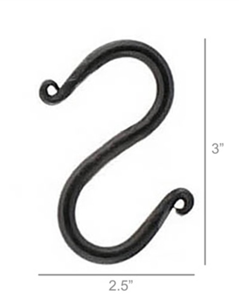 Forged Iron Link S Hook - 3 in - Antique Black