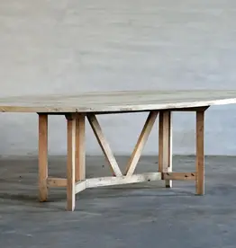 96" x 48" Salvaged Pine French Farm Table (Elliptical Oval)