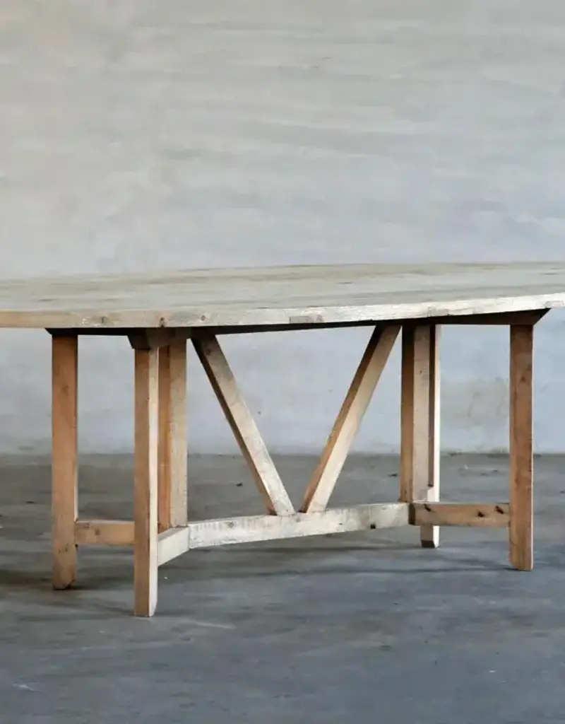 Salvaged Pine French Farm Table (Elliptical Oval)