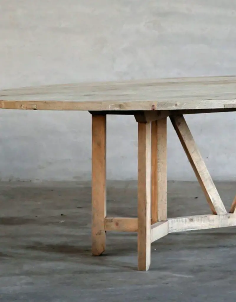 Salvaged Pine French Farm Table (Elliptical Oval)