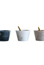 3"x 2"Marble Bowl w/ Brass Spoon - colors vary